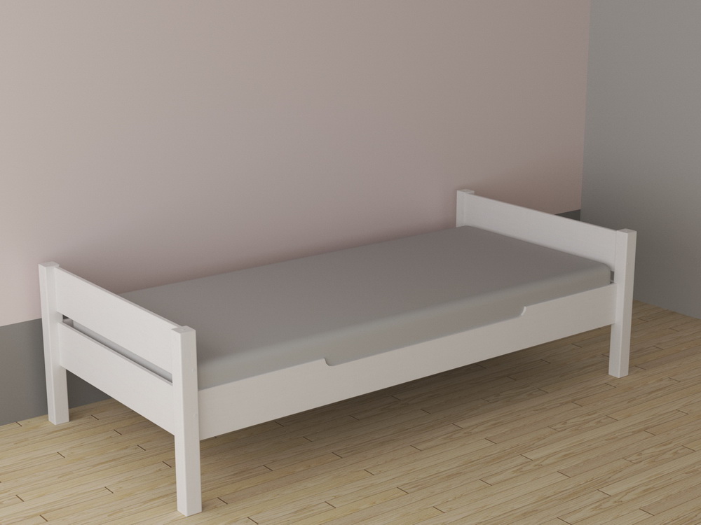 Кровать односпальная белая массив Амелия 900х2000