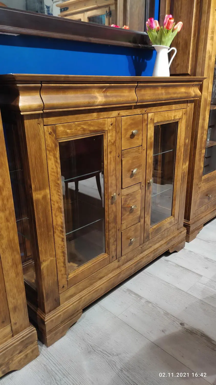 Комод с ящиками ольха Луи Филипп ОВ 06 (стекло)