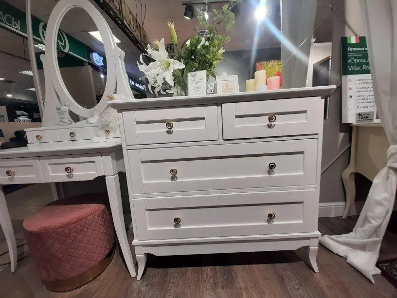 Комод белый "Римини" с 4 ящиками