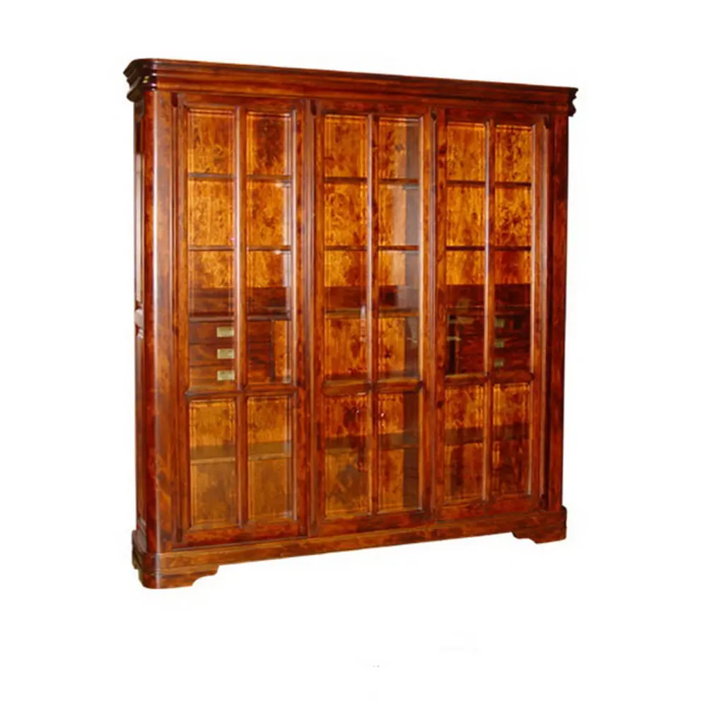 Шкаф из натурального дерева Луи Филипп книжный трёхстворчатый ОВ 01