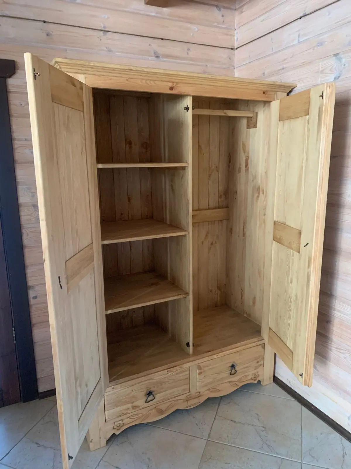 Шкаф для одежды ARFLEUR из 2 частей: низ с ящиками и верх с дверцами