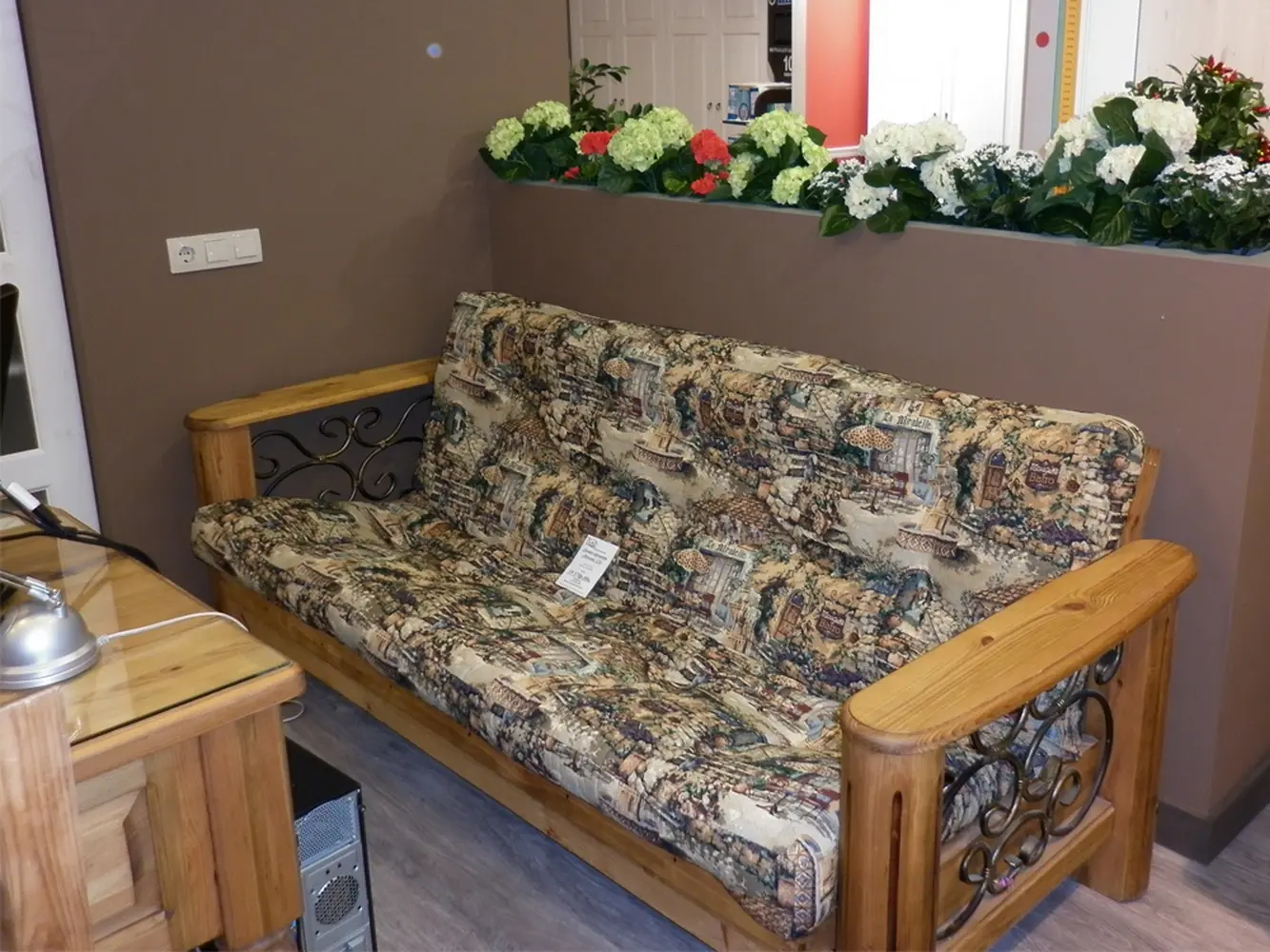 Диван Викинг 02 (бейц старение) с мягким элементом (раскладной с механизмом)