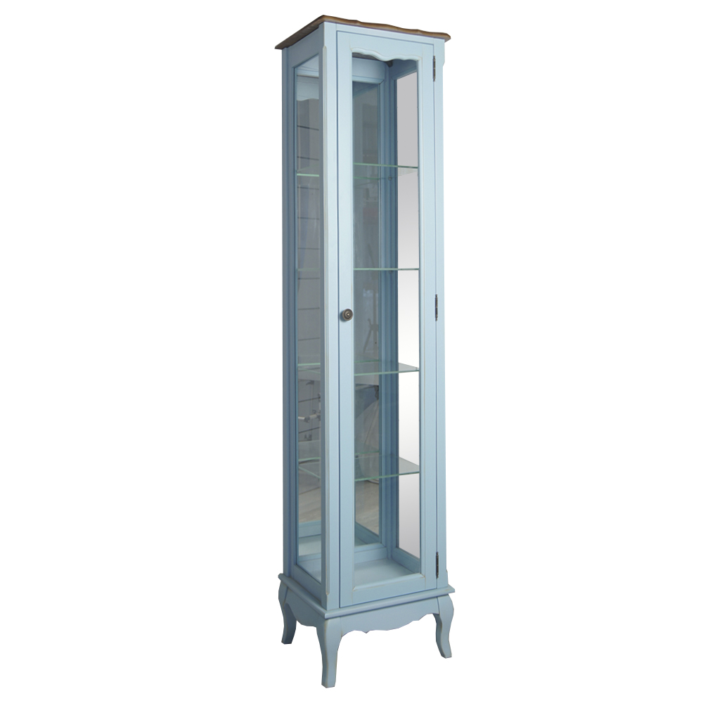 Шкаф "Leontina Blue" для посуды узкий/высокий