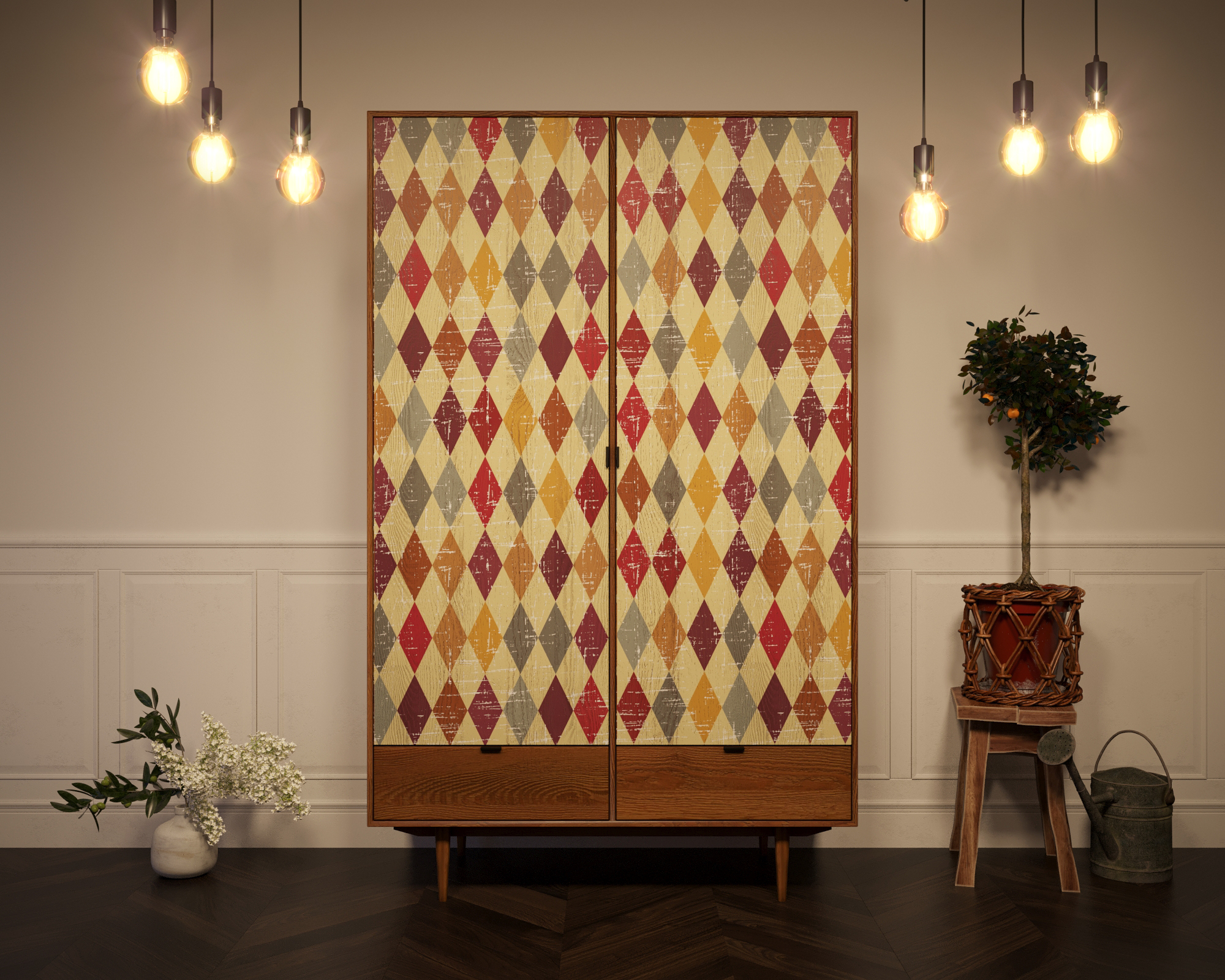 Шкаф двухстворчатый с двумя ящиками внизу «Bruni print"