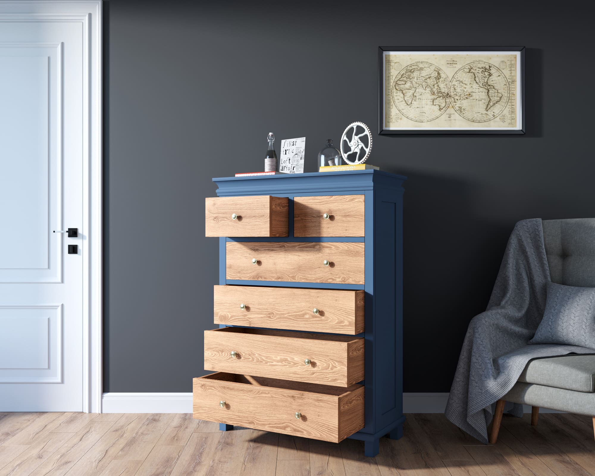 Комод из массива ясеня высокий «Jules Verne"