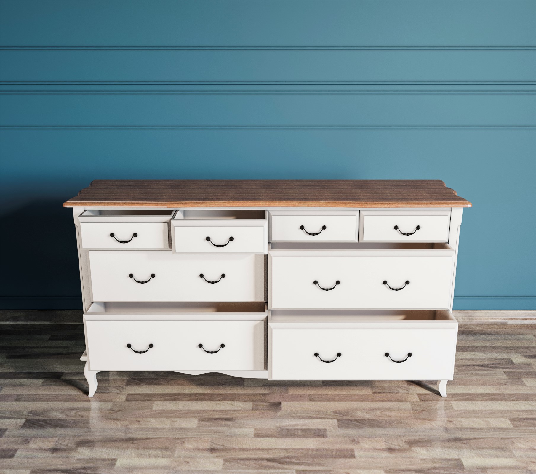 Большой комод 4 ящика «Leontina» на восемь ящиков