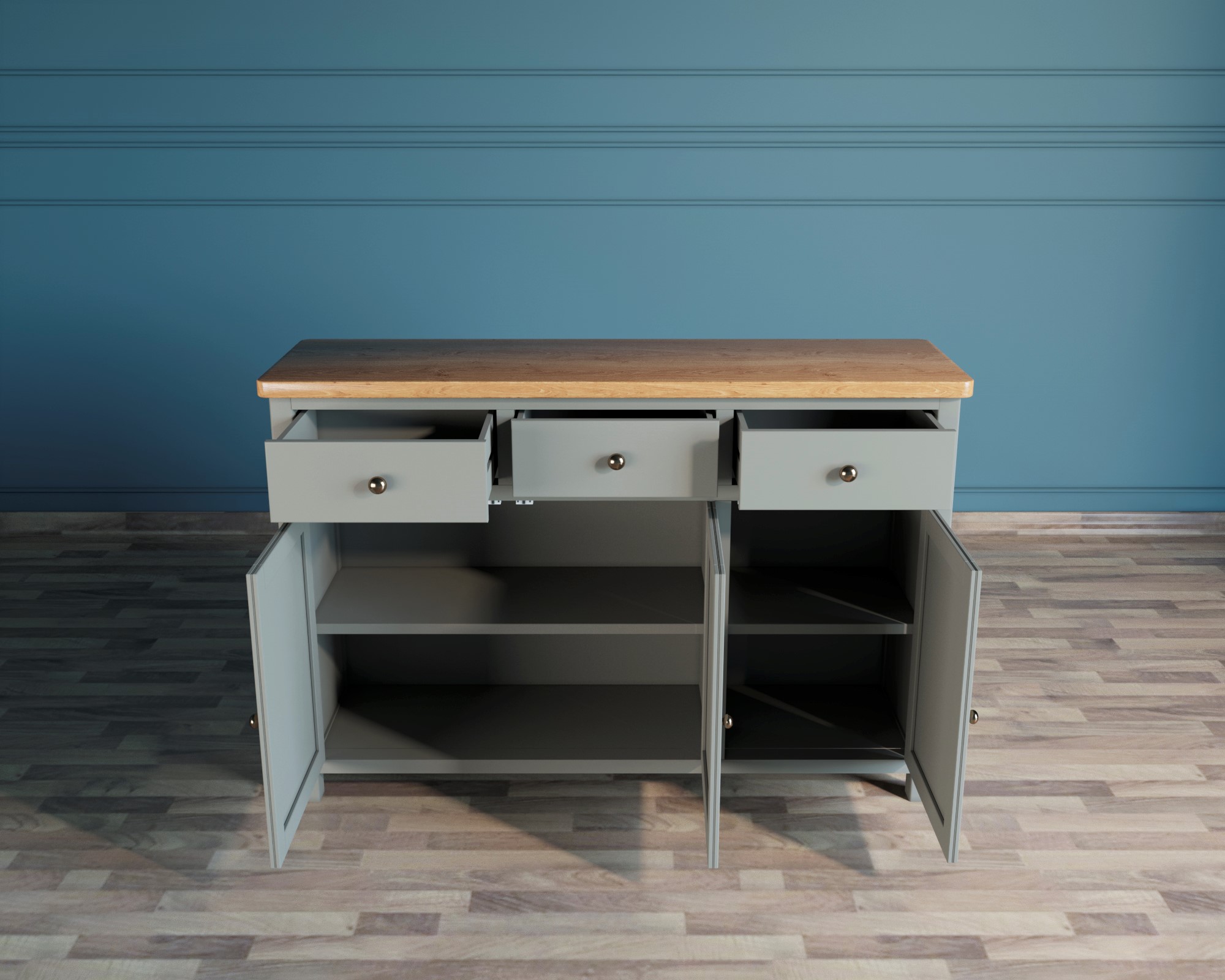 Комод "Jules Verne" 3 ящика 3 дверки серый