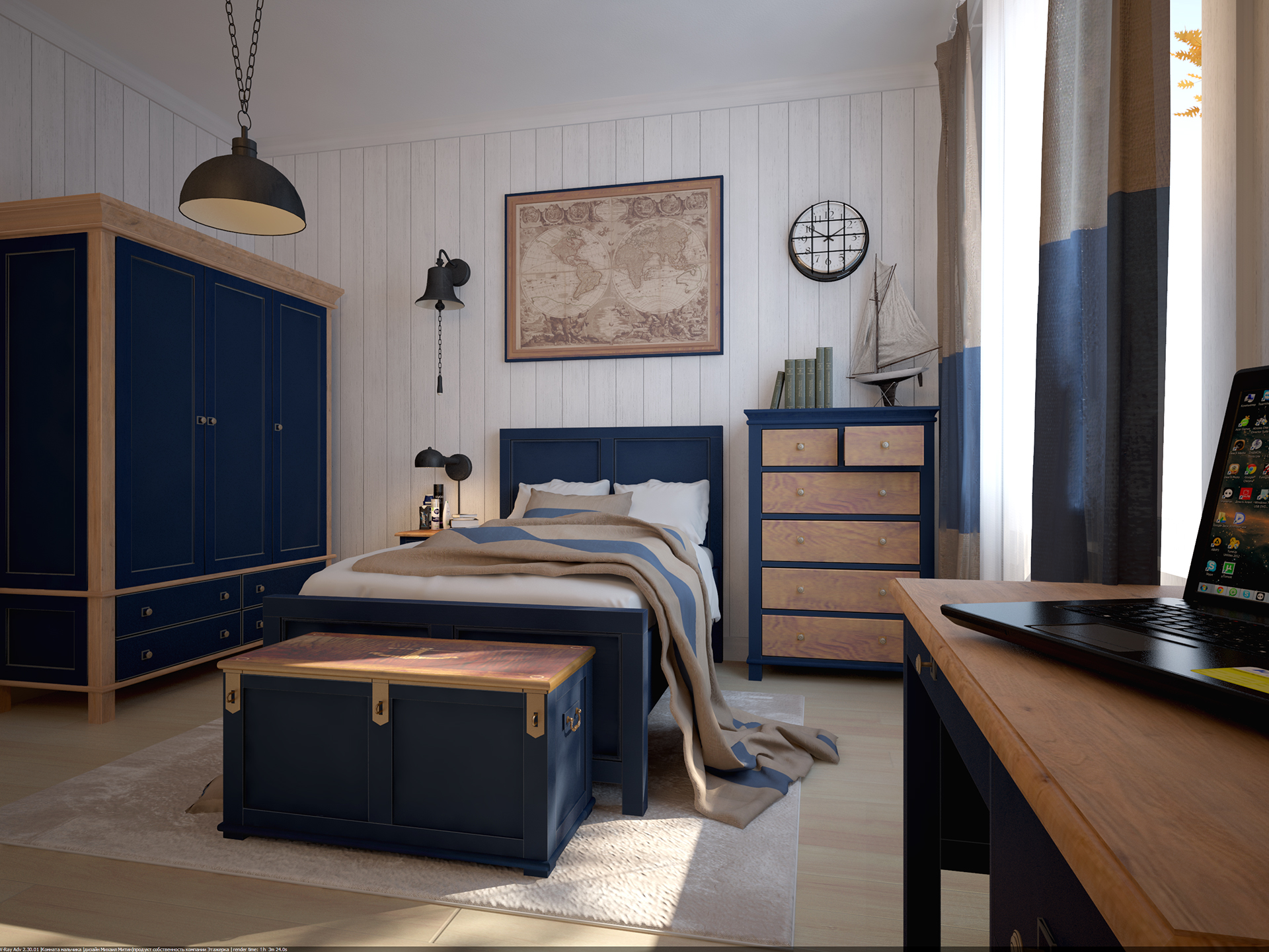 Кровать односпальная массив "Jules Verne" 1200х2000