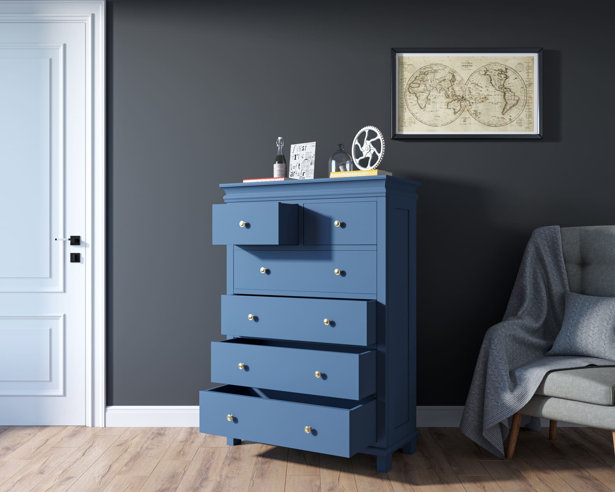 Комод с 6 ящиками высокий "Jules Verne"