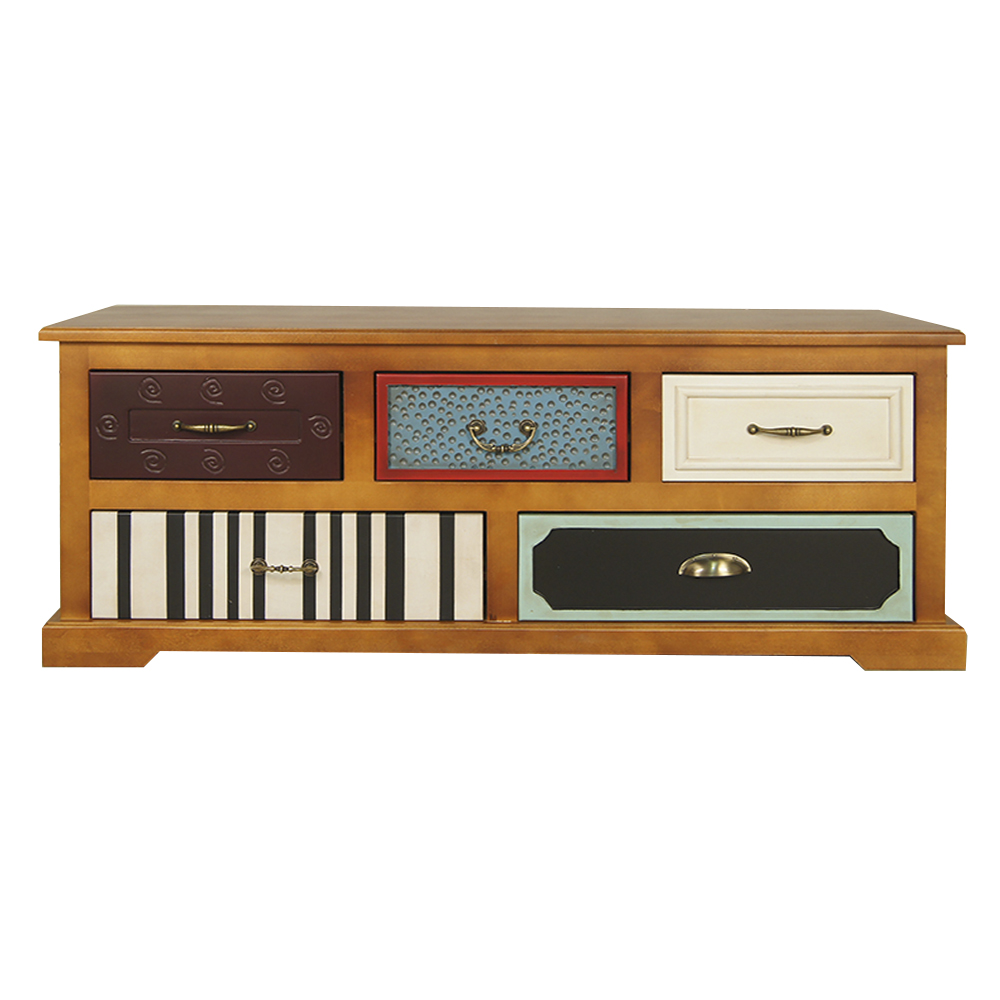 Комод с 5 ящиками из березы «Gouache Birch» горизонтальный арт M10526ETG/1