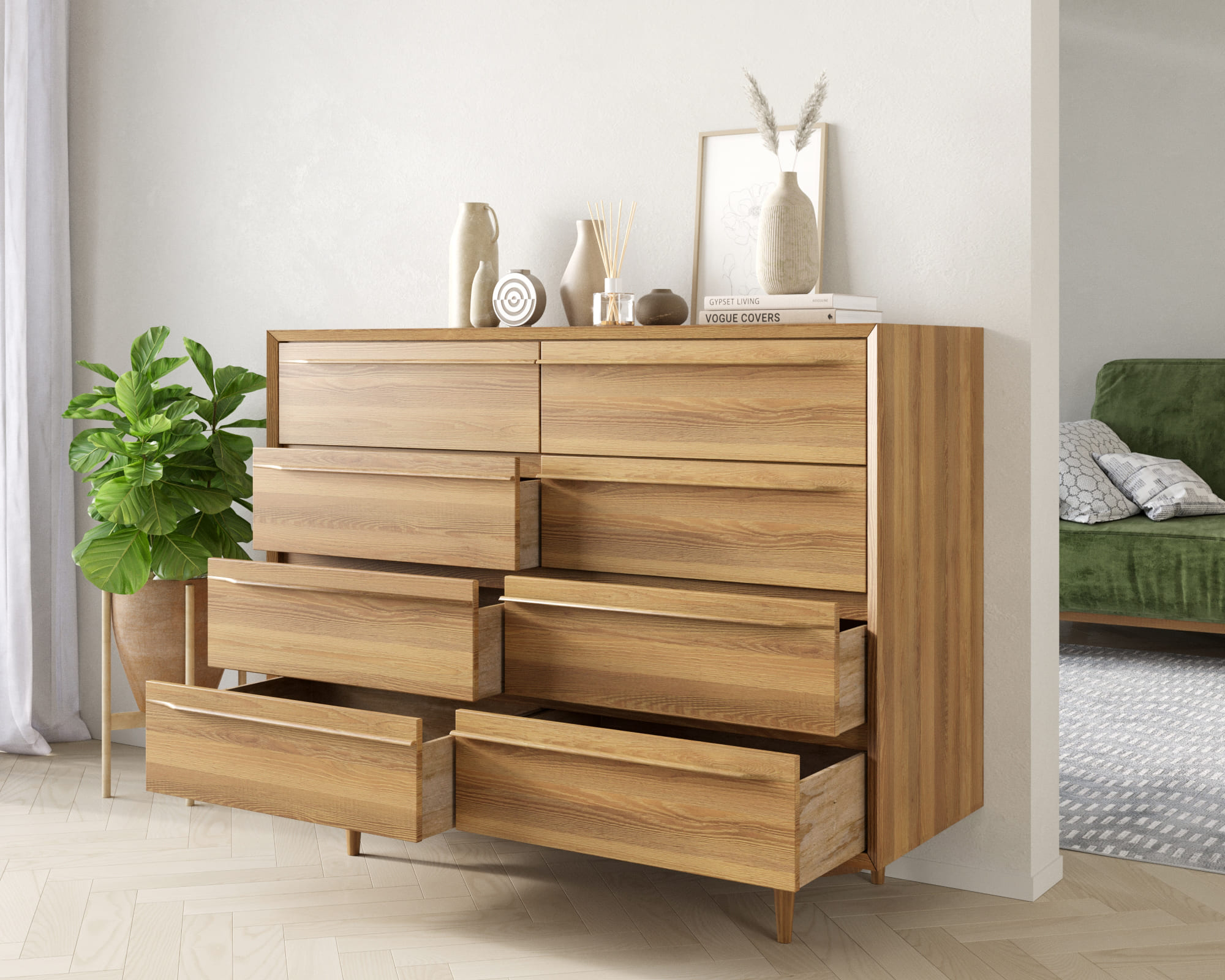 Комод из дерева "Bruni" на восемь ящиков