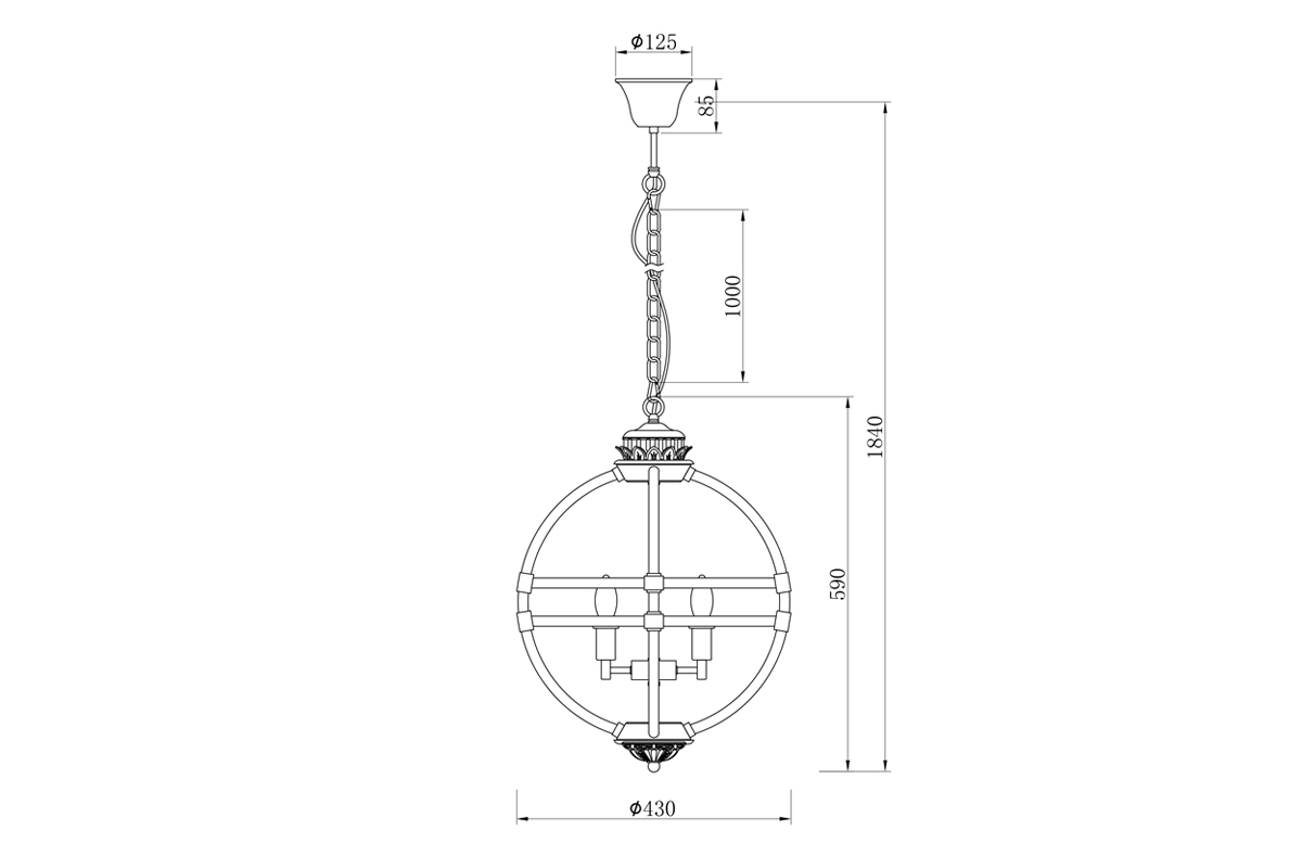 K2MP-766BR Светильник потолочный стекло/золото d43*64см