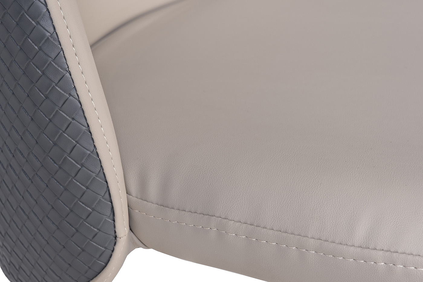 30C-DX-2100 Стул экокожа бежевая/серая, белые ножки