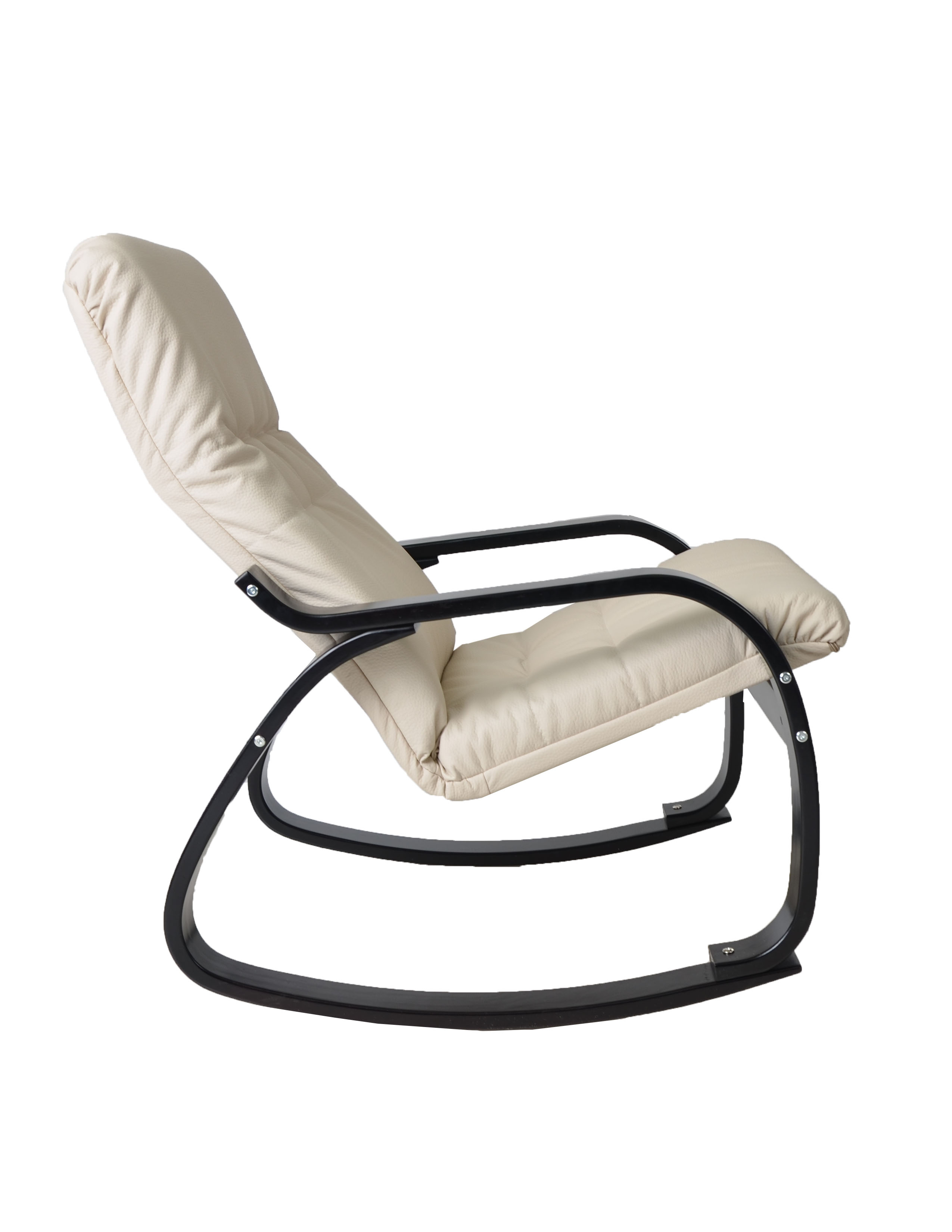  Кресло-качалка Лайма  Экокожа бежевый каркас  Венге структура