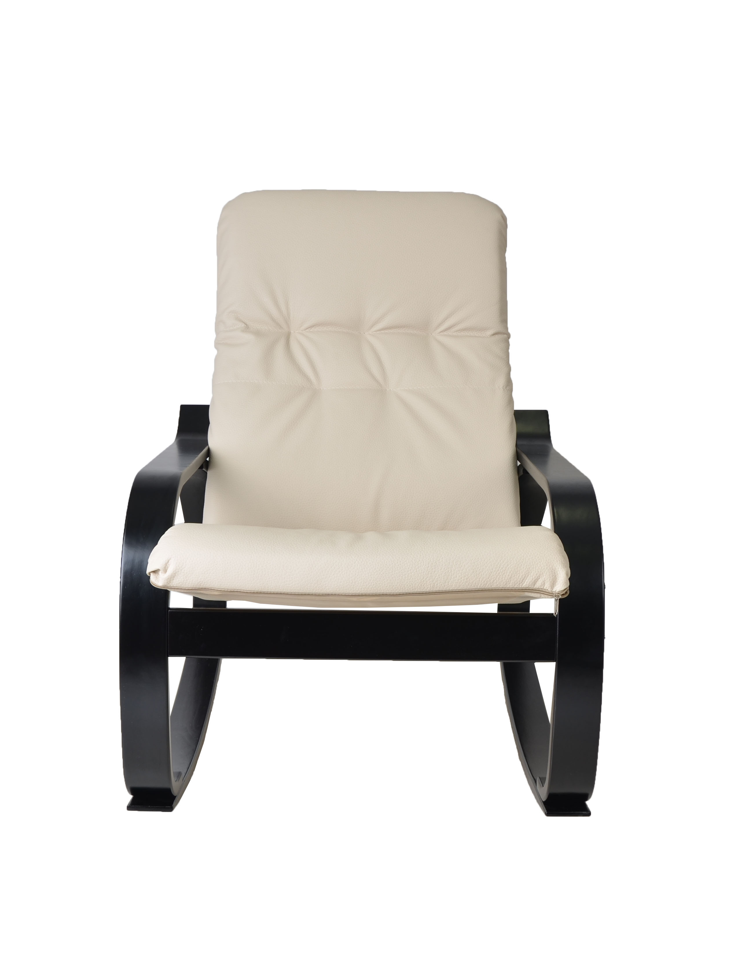  Кресло-качалка Лайма  Экокожа бежевый каркас  Венге структура