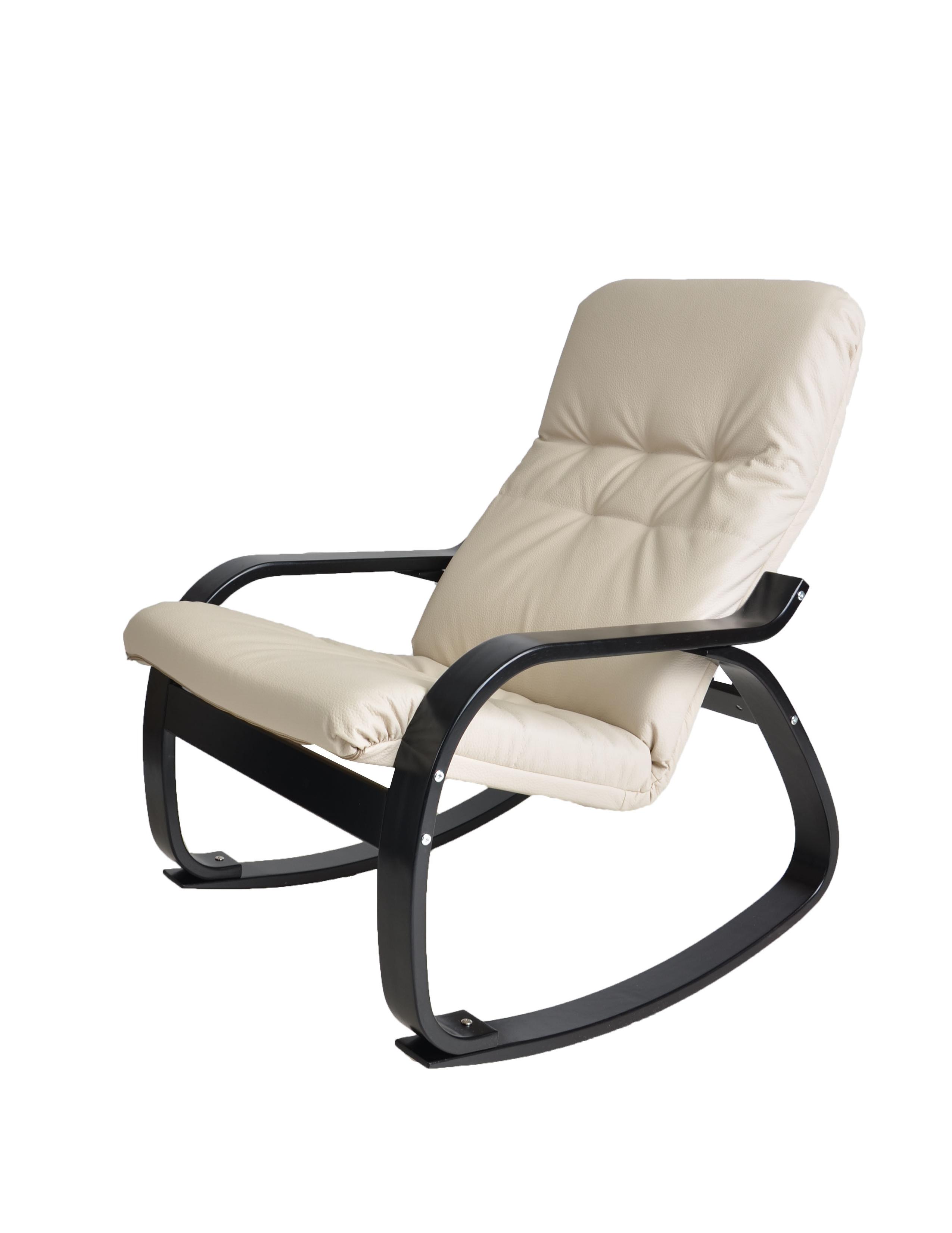  Кресло-качалка Лайма  Экокожа бежевый каркас  Венге структура