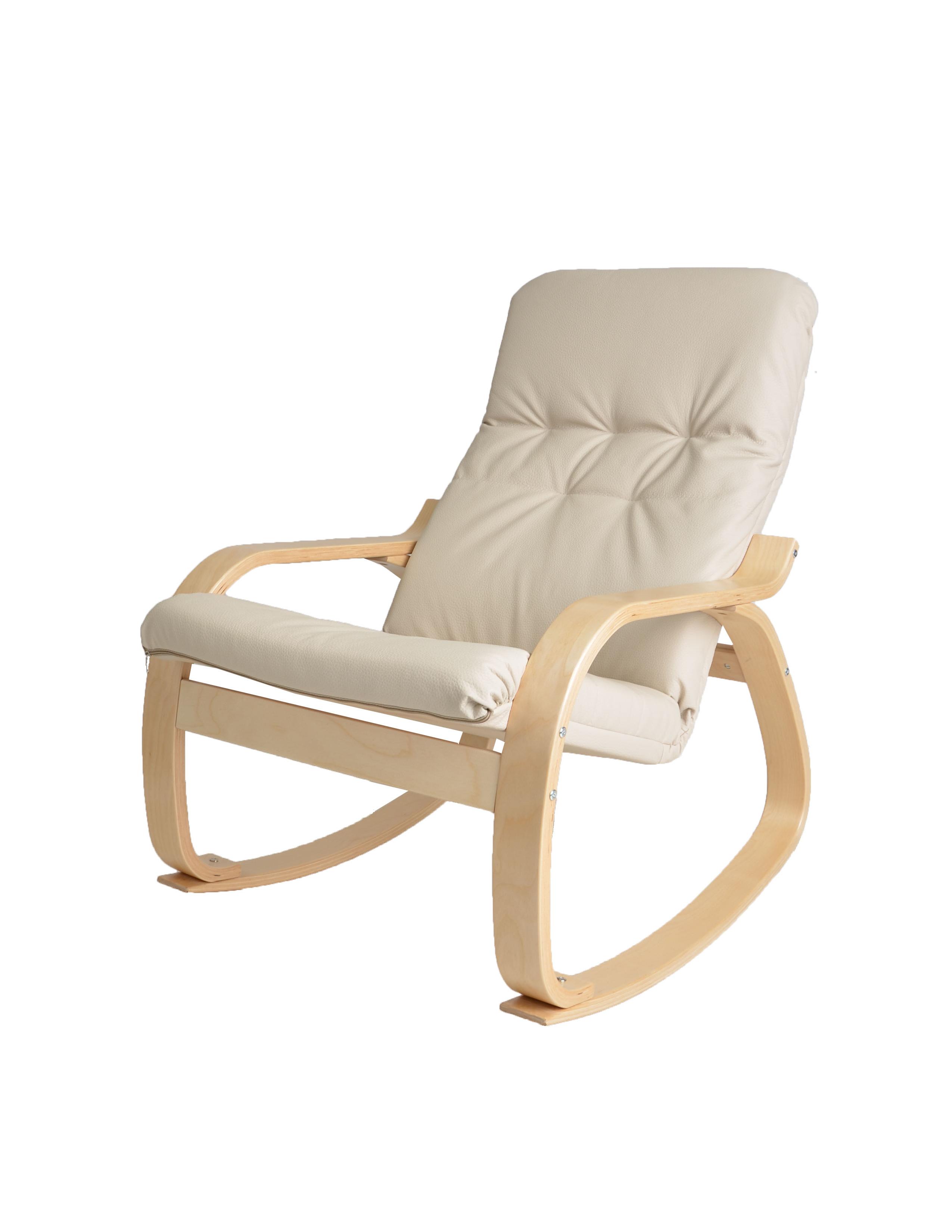  Кресло-качалка Лайма  Экокожа бежевый каркас  Берёза