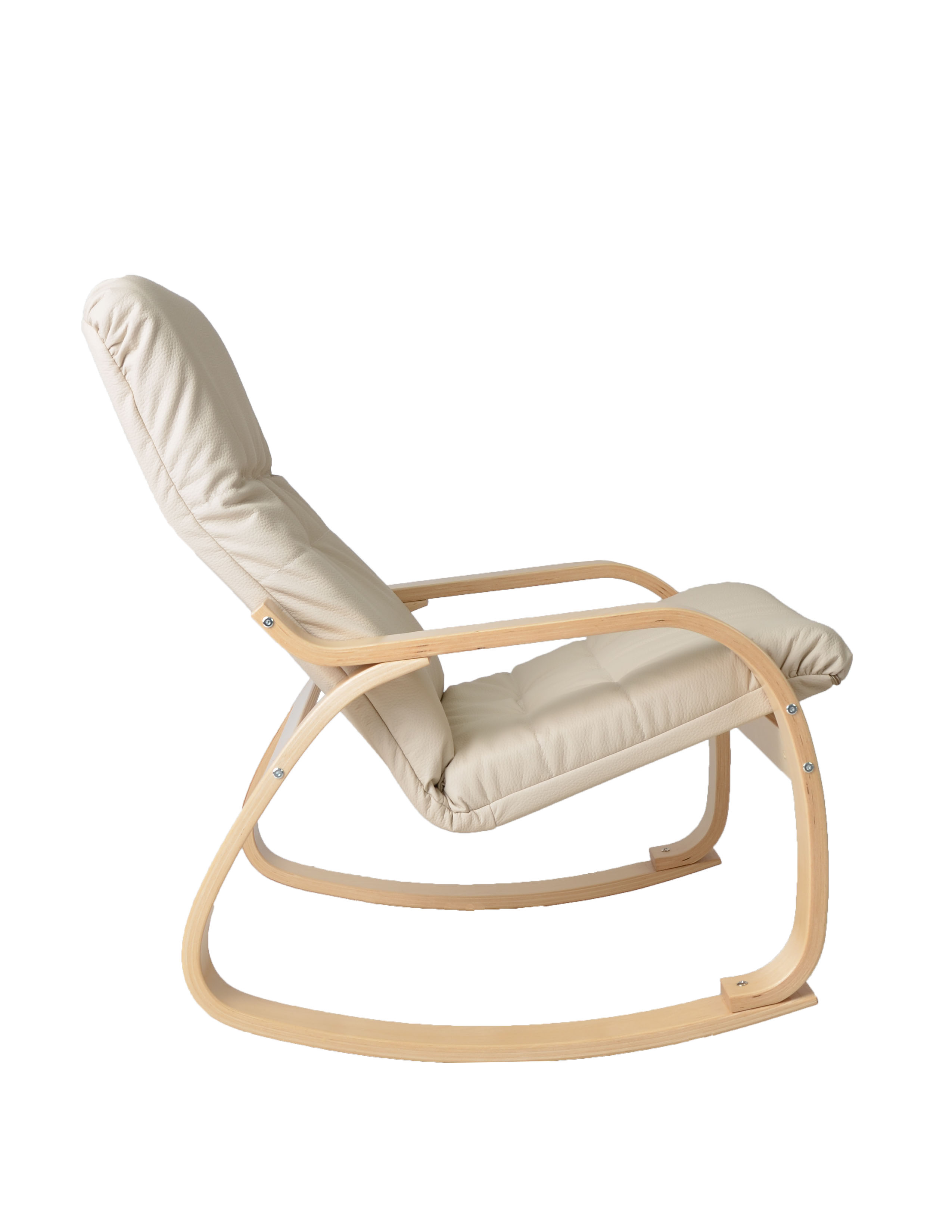  Кресло-качалка Лайма  Экокожа бежевый каркас  Берёза