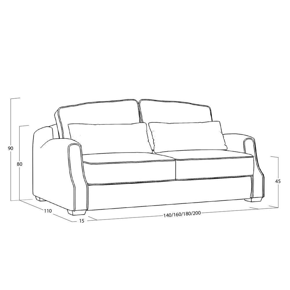 Диван Corsa (с механизмом) DCr-I-180-K03-KaB40-B14