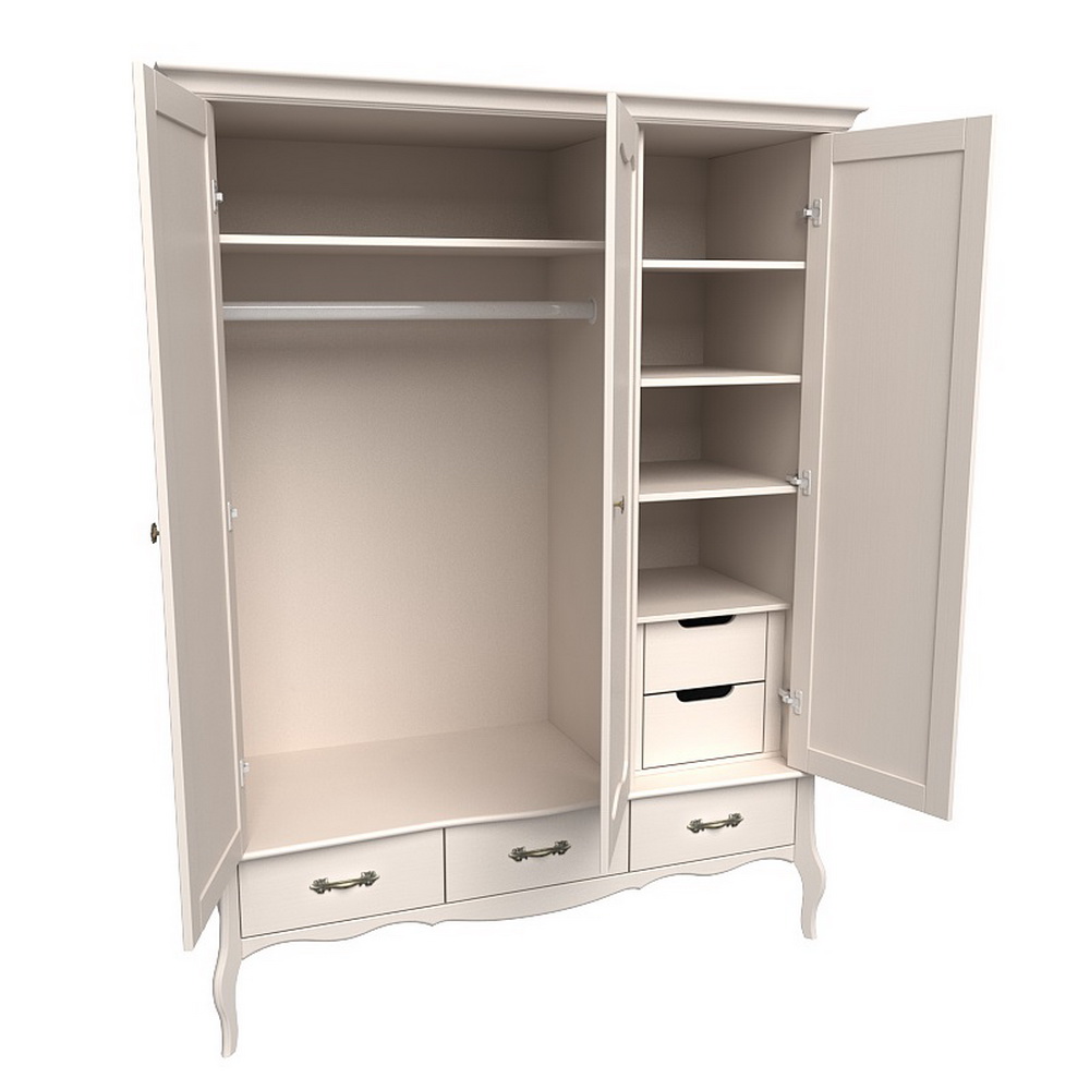 Шкаф ЛеБо 3-дверный с 2-мя стеклянными дверями и зеркалом