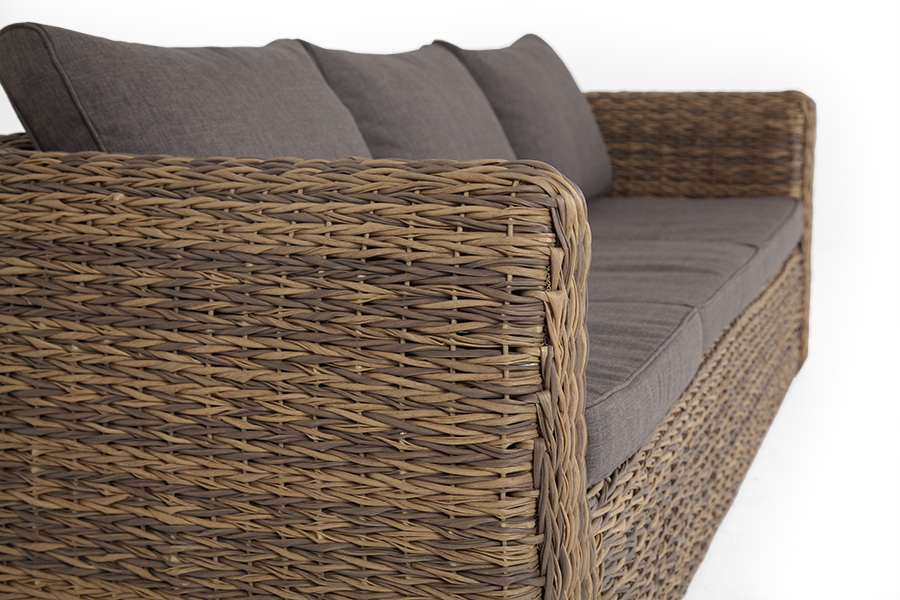 "Клиари" диван из искусственного ротанга (гиацинт) трехместный, цвет соломенный