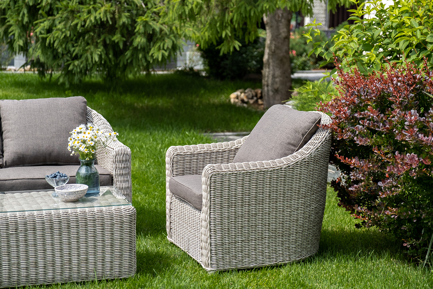 "Кон Панна" лаунж-зона из искусственного ротанга, цвет бежевый